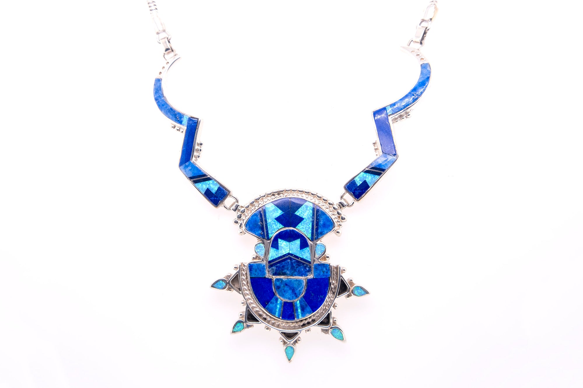 David Rosales Blue Sky Aztec Necklace - Native American Jewelry