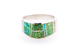David Rosales Domed Sonoran Gold Turquoise Ring - Front