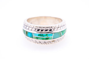 David Rosales Tire-Track Sonoran Turquoise Ring - Front