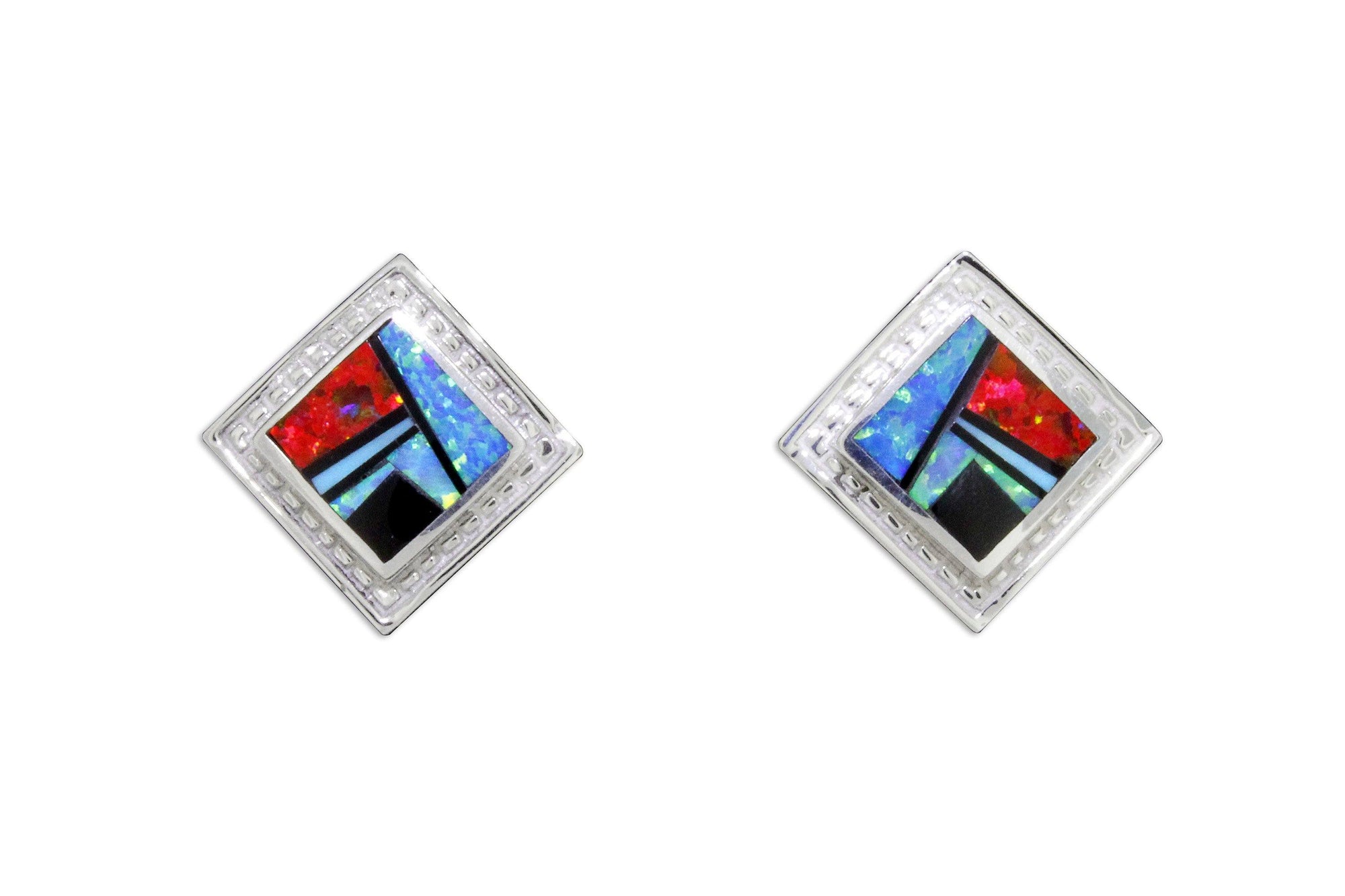David Rosales Red Moon Square Earrings - Native American Jewelry