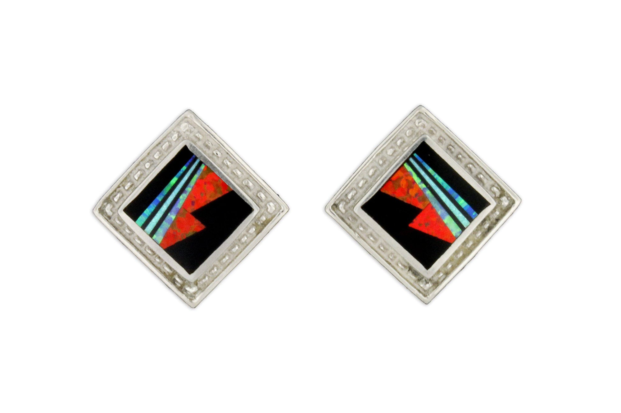 David Rosales Square Red Moon Earrings