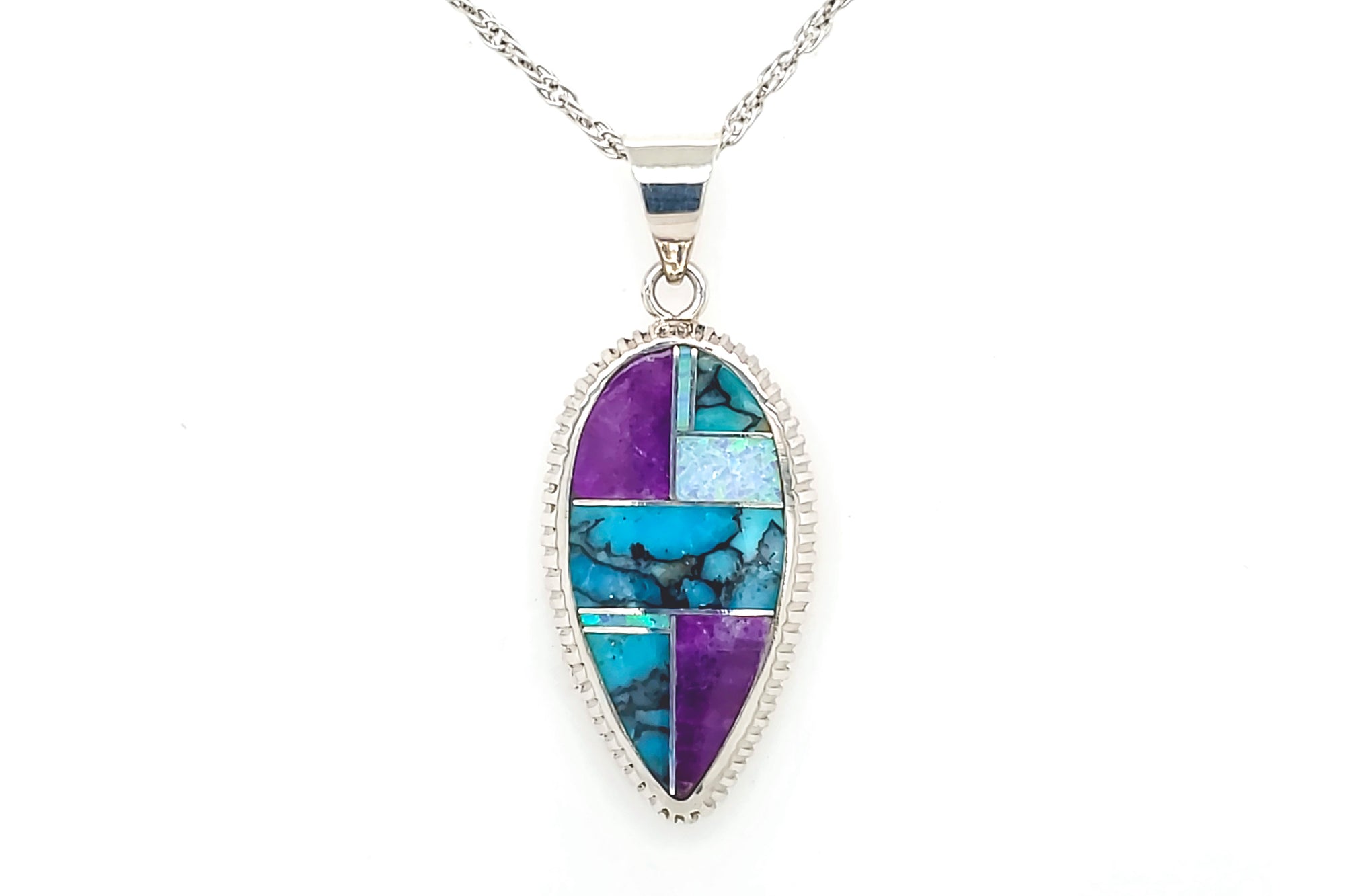 Turquoise and Sugilite Pendant by David Rosales