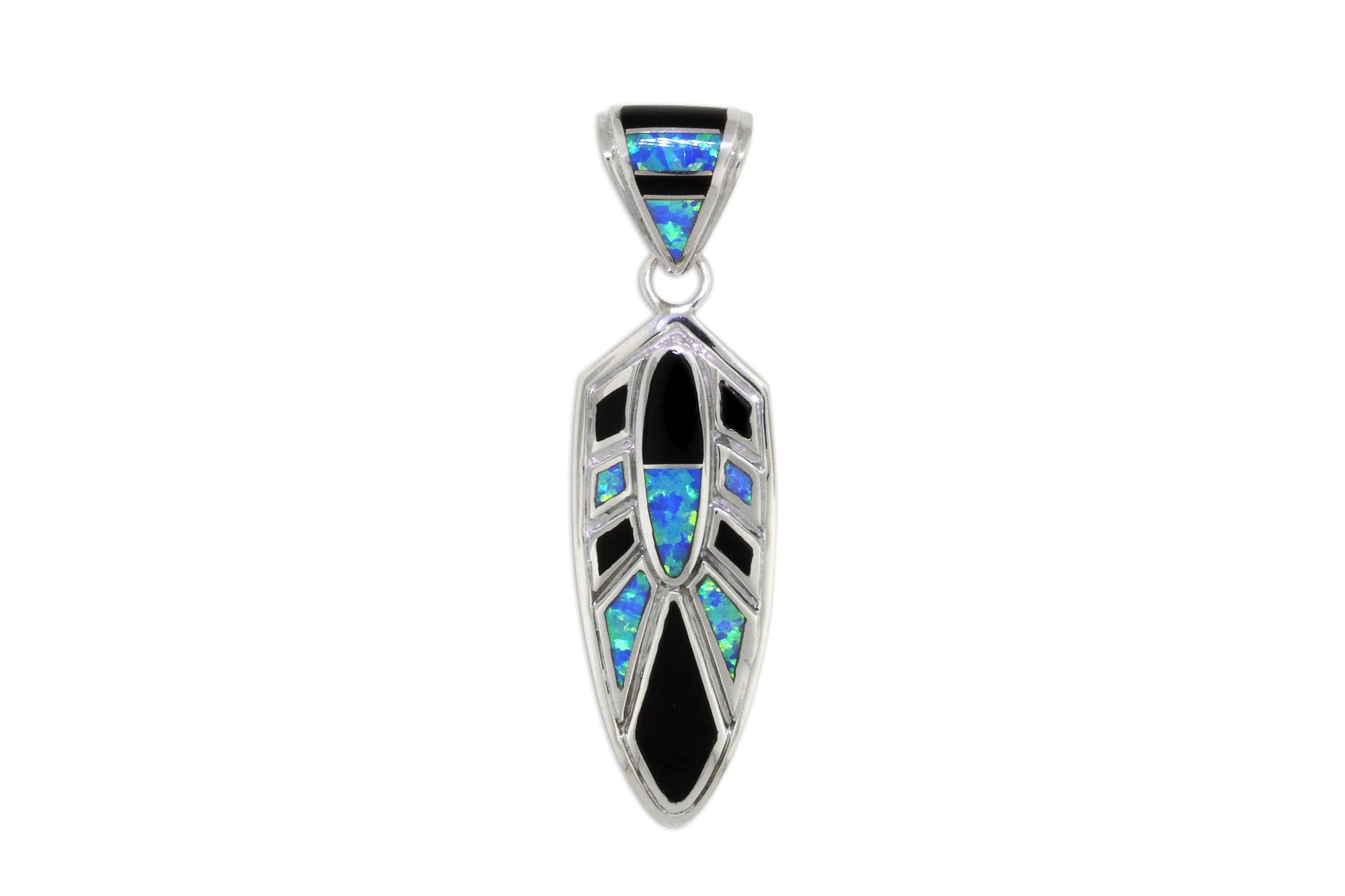 Native American Jewelry - David Rosales Black Beauty Feather Pendant