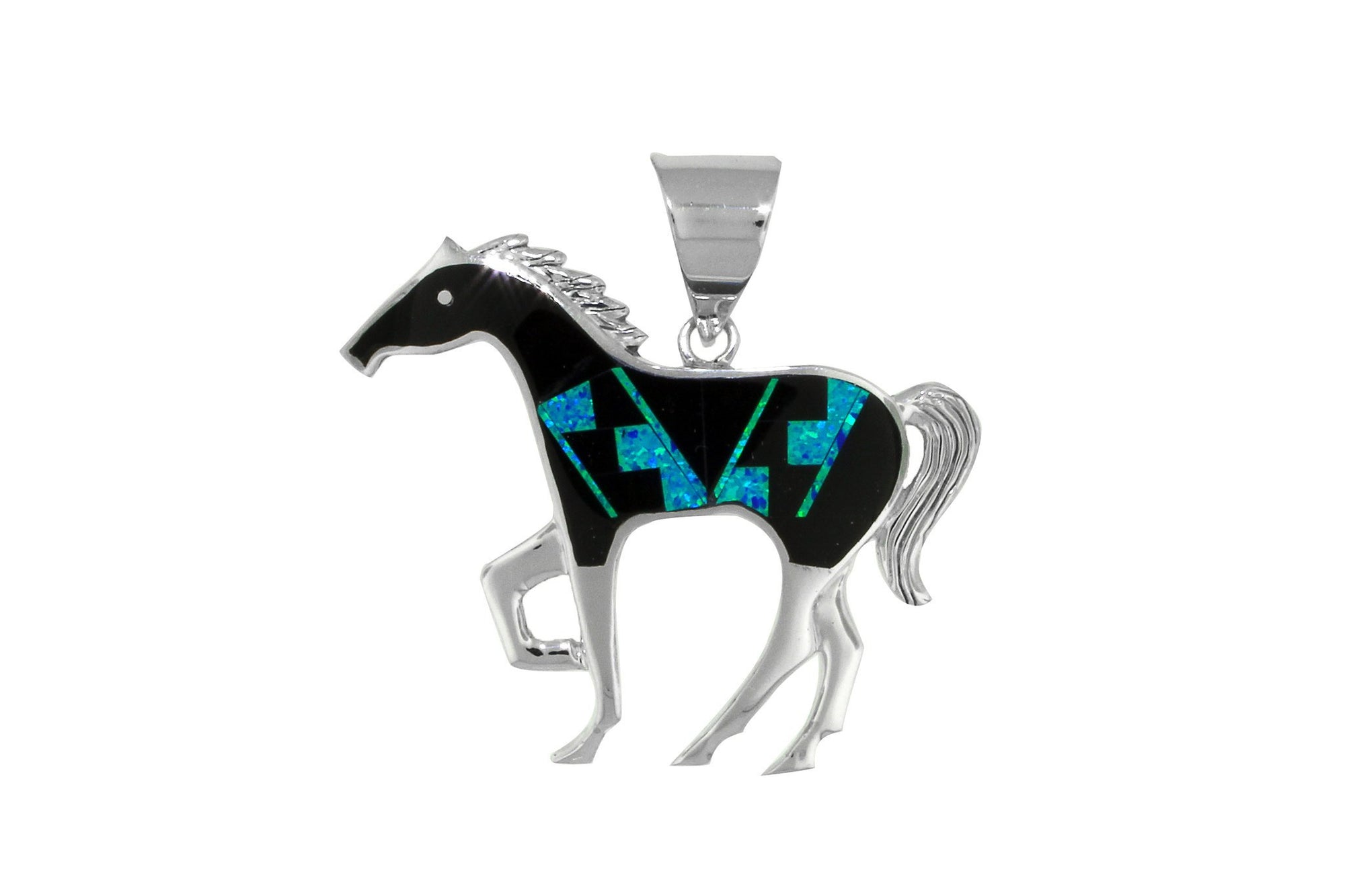 Native American Jewelry - David Rosales Black Beauty Horse Pendant