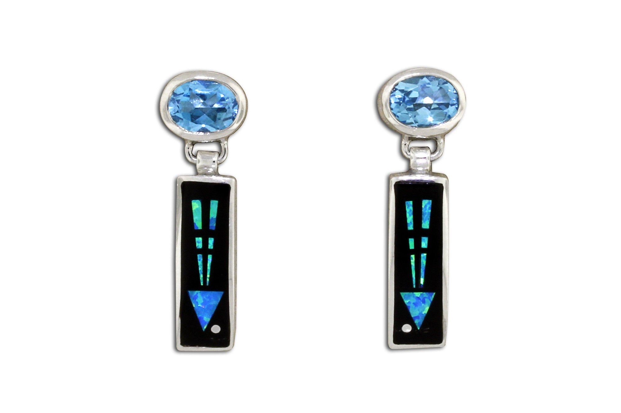 Native American Jewelry - David Rosales Blue Topaz Earrings