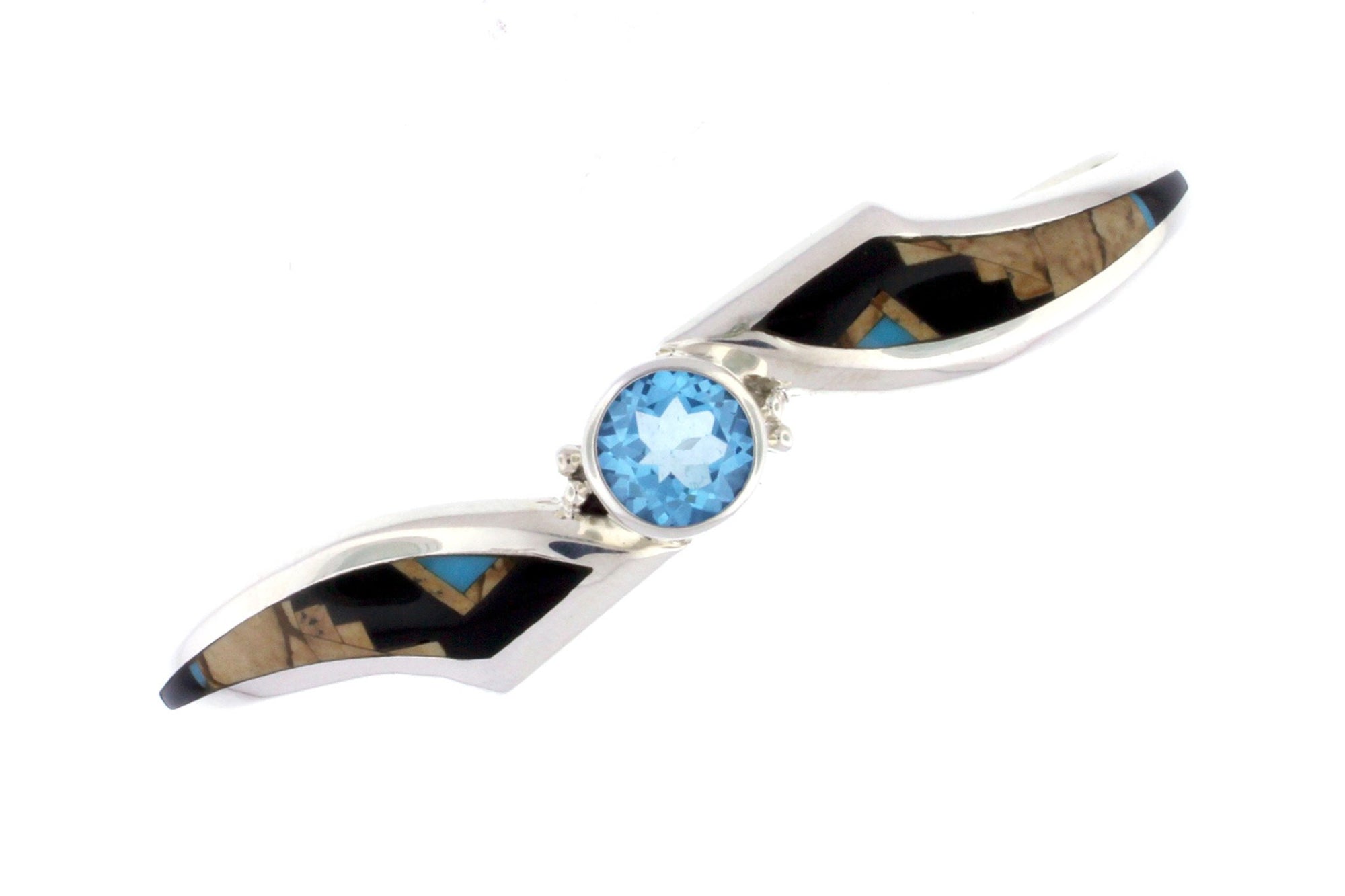 Native American Jewelry - David Rosales Blue Topaz Inlaid Bracelet