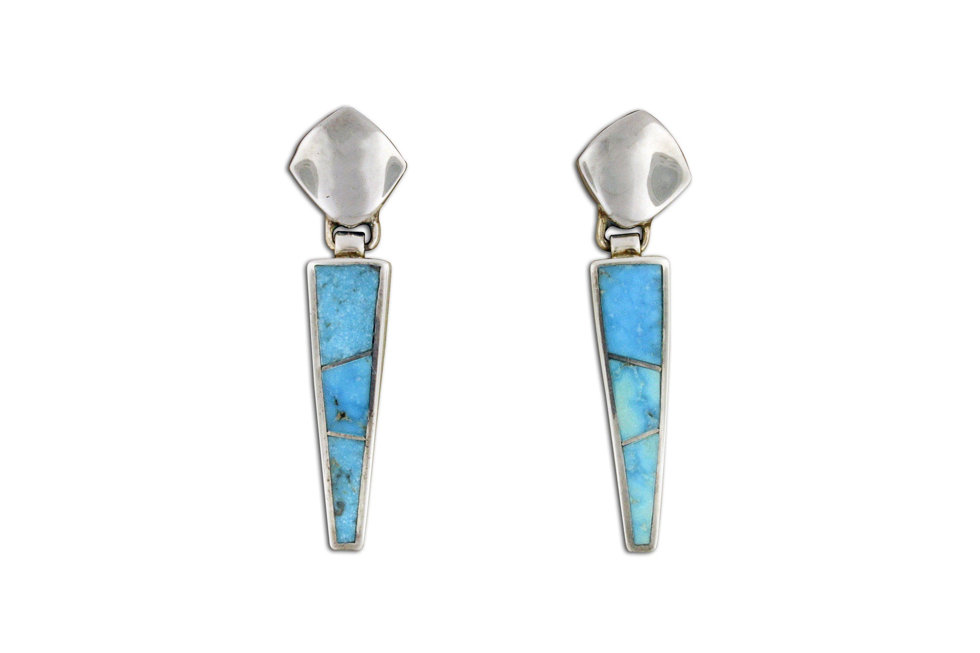 Native American Jewelry - David Rosales Inlaid Turquoise Earrings