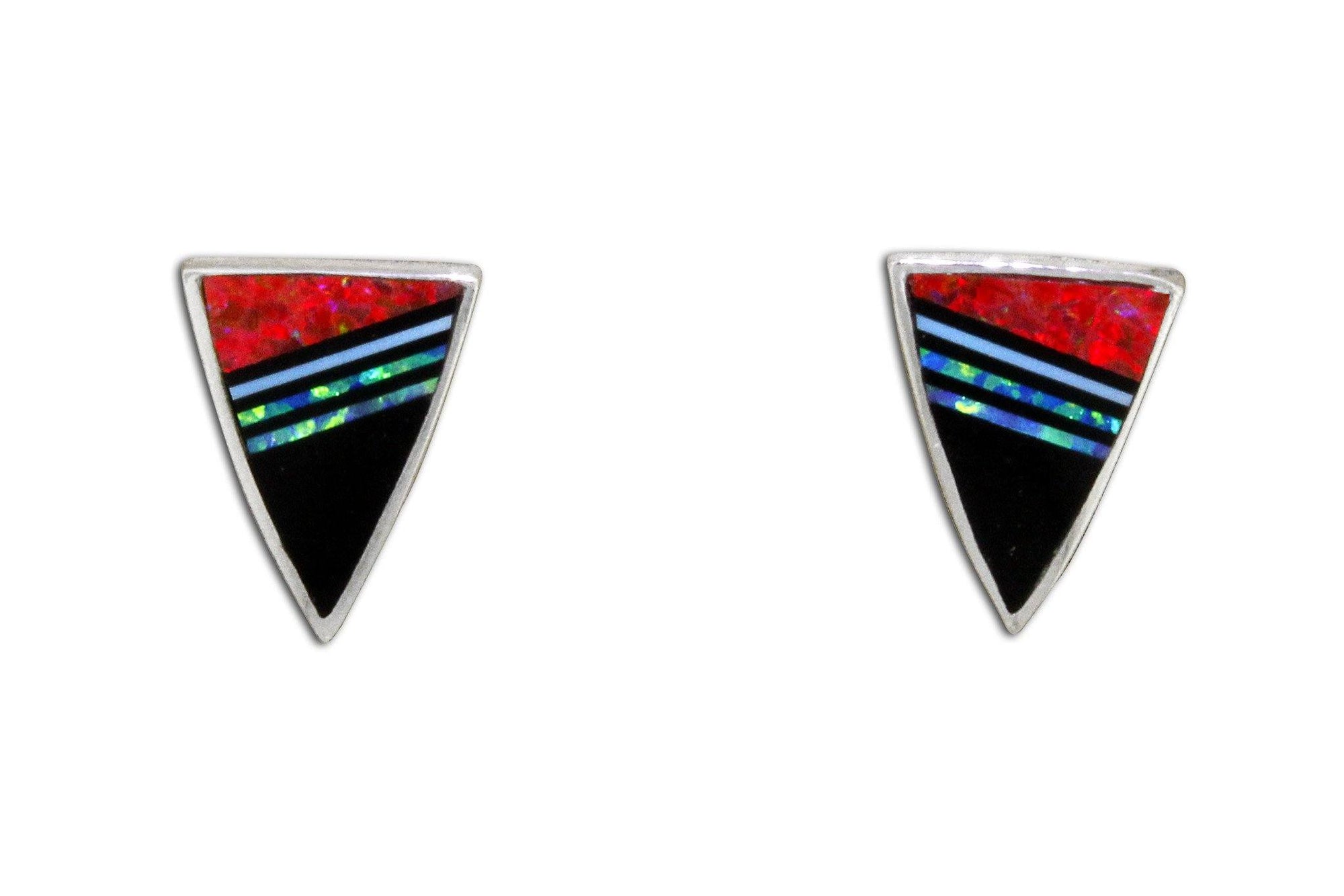 Native American Jewelry - David Rosales Red Moon Triangle Earrings