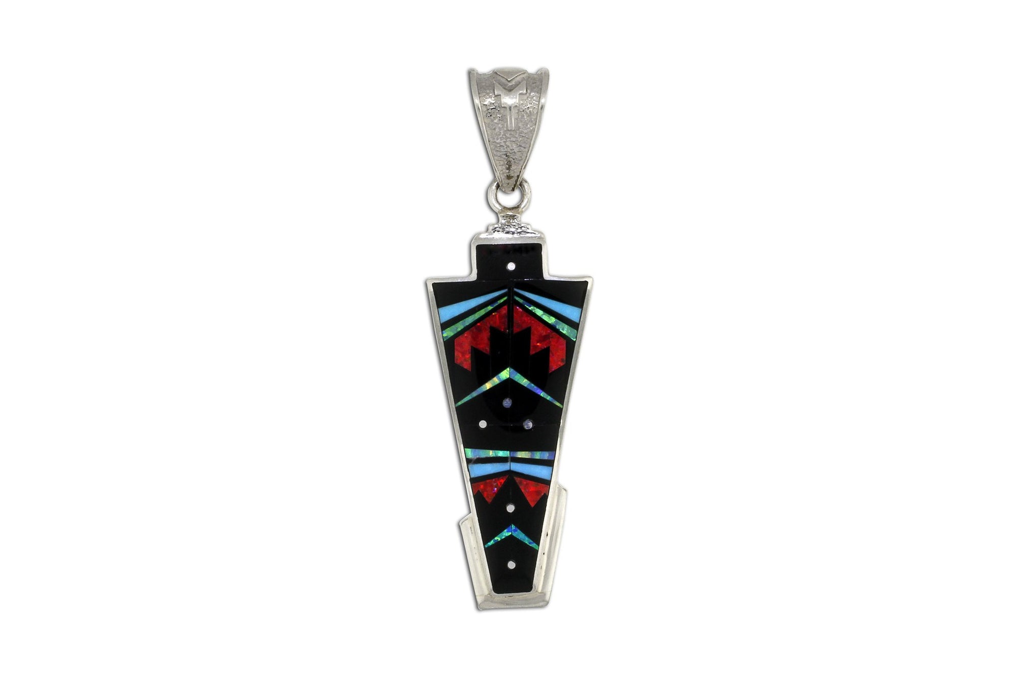 Native American Jewelry - David Rosales Red Moon Inlaid Pendant