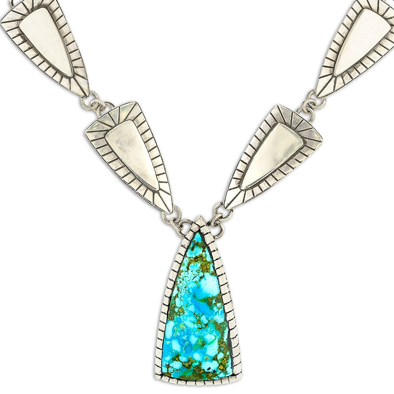 Triangular Kingman Turquoise Necklace by Gary Glandon