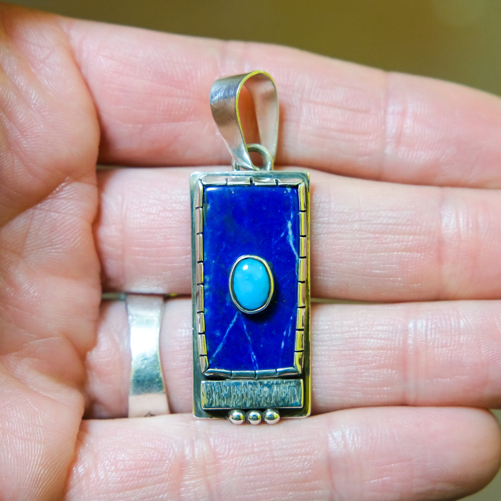 Gary Has Done it Again: Turquoise Over Lapis Pendant - Stagecoach Jewelry