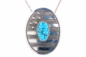 American Flag Turquoise Pendant by Skylar Glandon