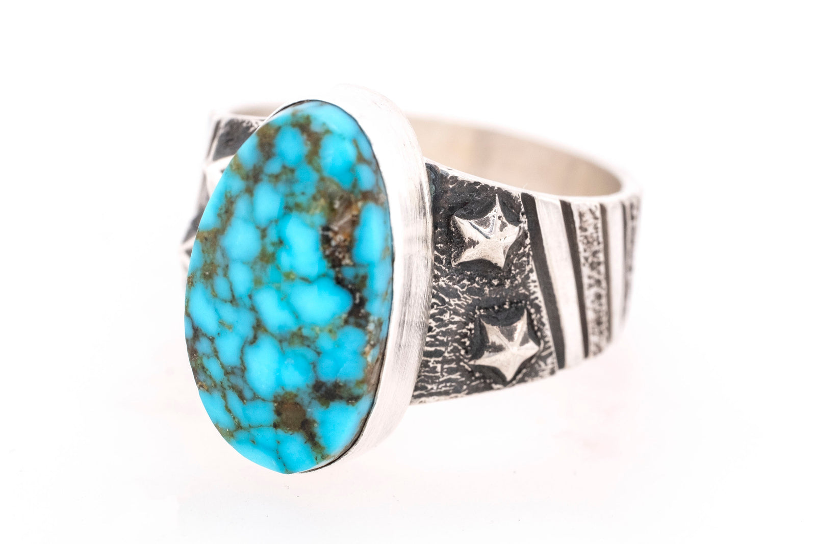 American Flag Turquoise Ring by Skylar Glandon - Side