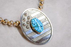 American Flag Turquoise Pendant by Skylar Glandon