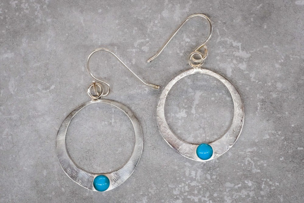 Dainty Circular Turquoise Earrings by Gary Glandon