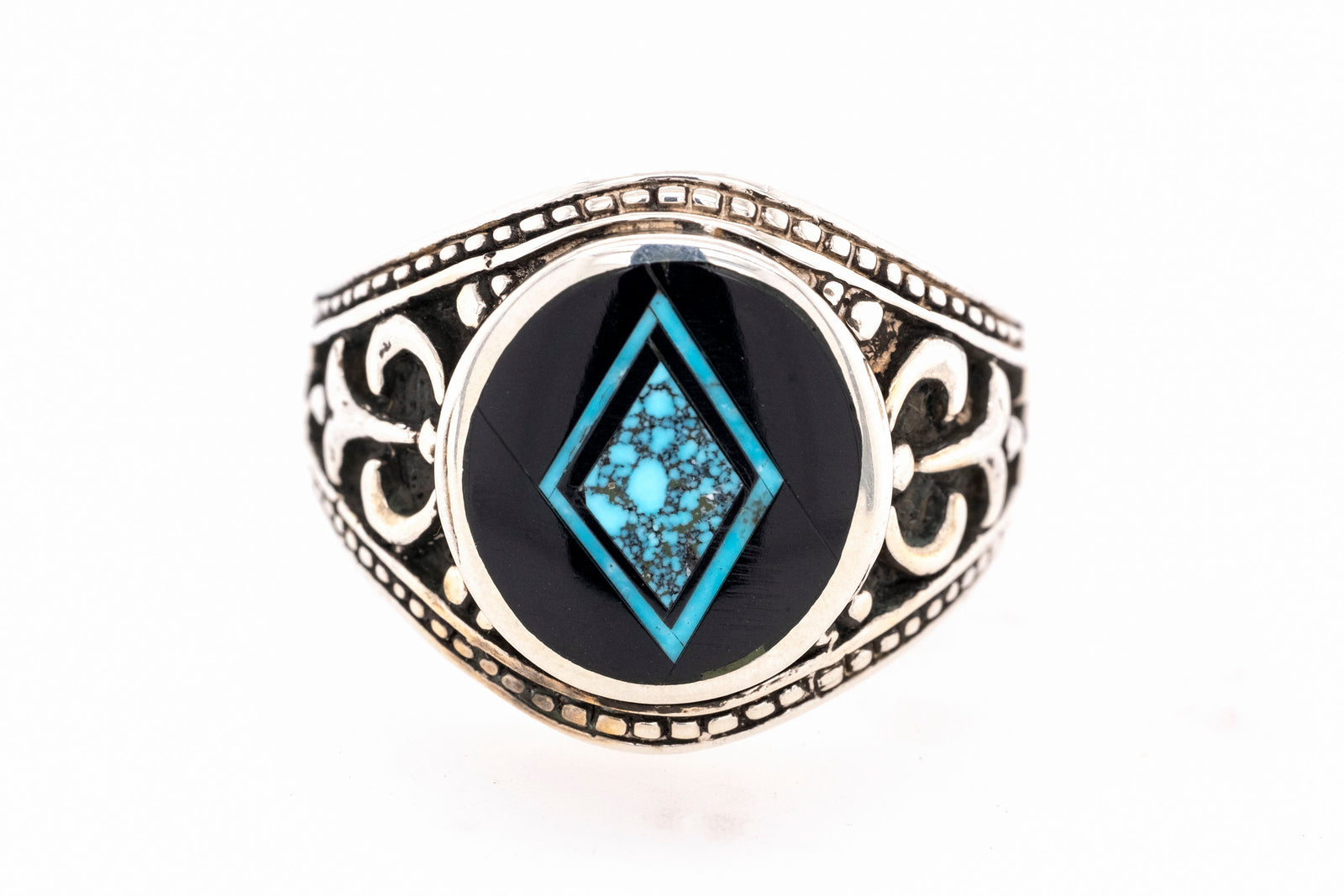 David Rosales Inlaid Shadow Peak Man’s Ring - Side