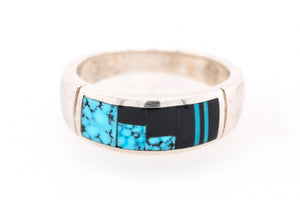 David Rosales Ithica Peak Turquoise Stair-Step Ring - Front