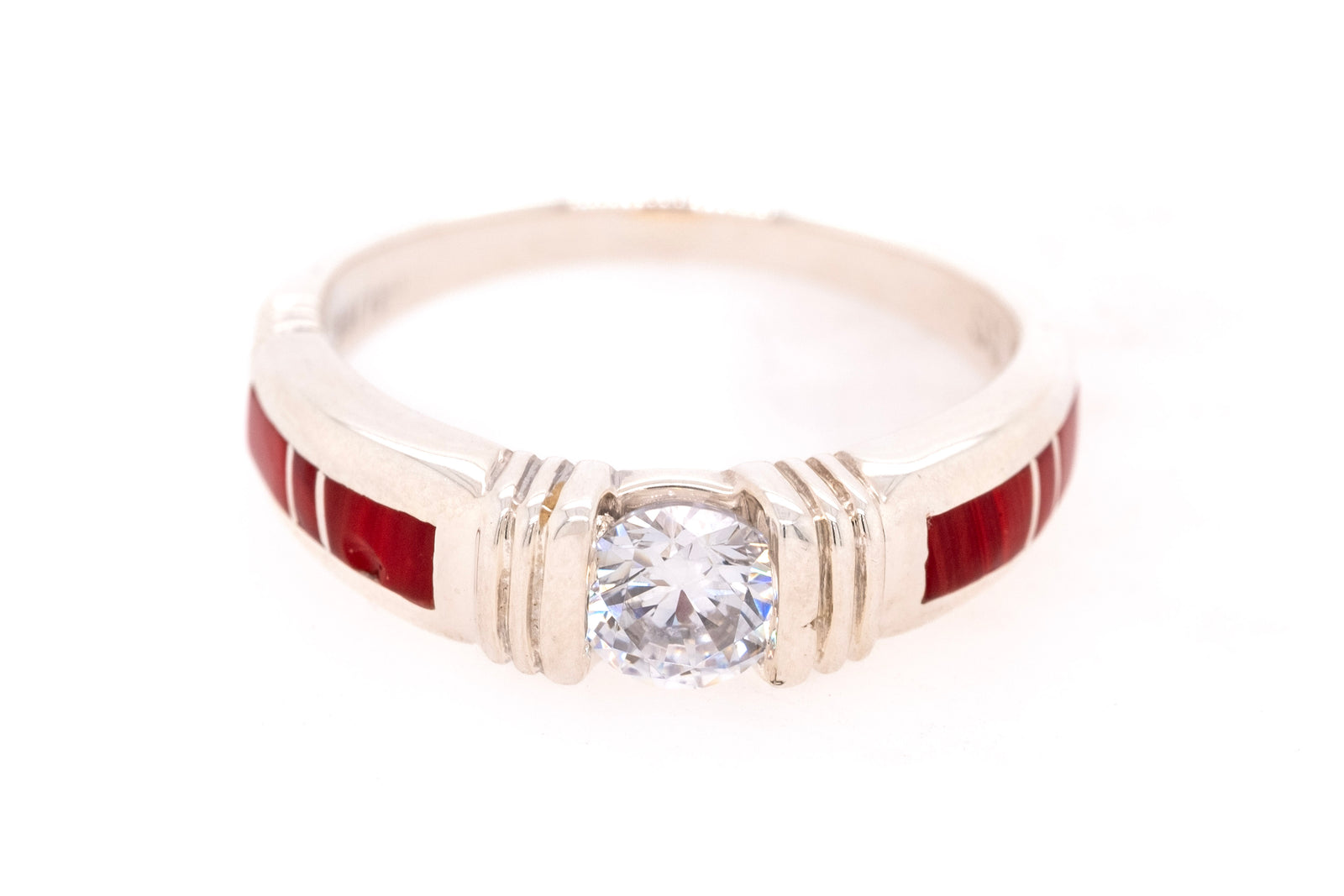 David Rosales Rosarita and CZ Ring handcrafted in sterling silver by Navajo artisans.