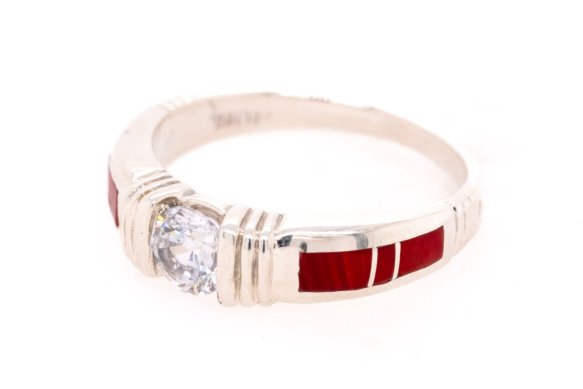 David Rosales Rosarita and CZ Ring handcrafted in sterling silver by Navajo artisans.