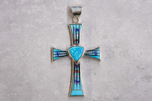 David Rosales Stardust Cross Pendant - Gray Background