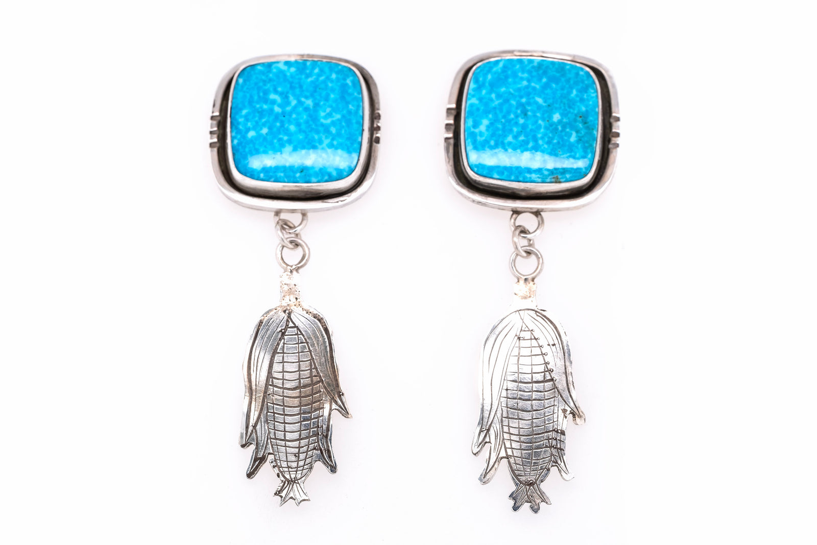 Gary Glandon Kingman Turquoise Corn Earrings