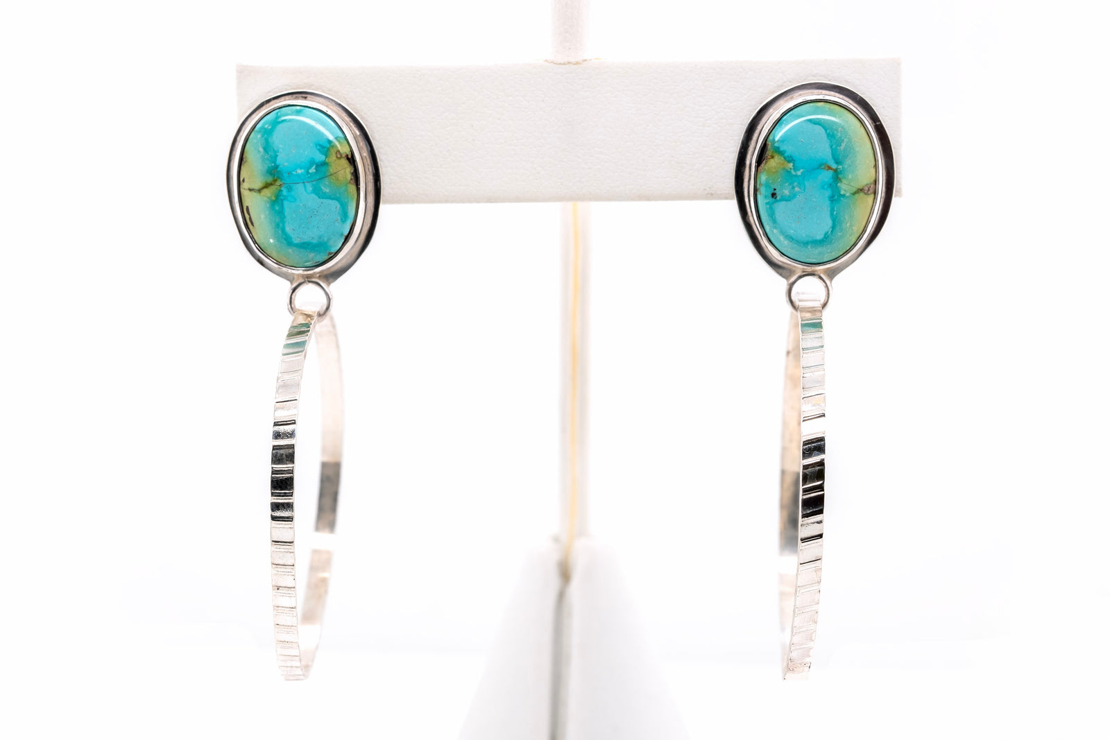 Gary Glandon Verde Valley Turquoise Drop Hoop Earrings