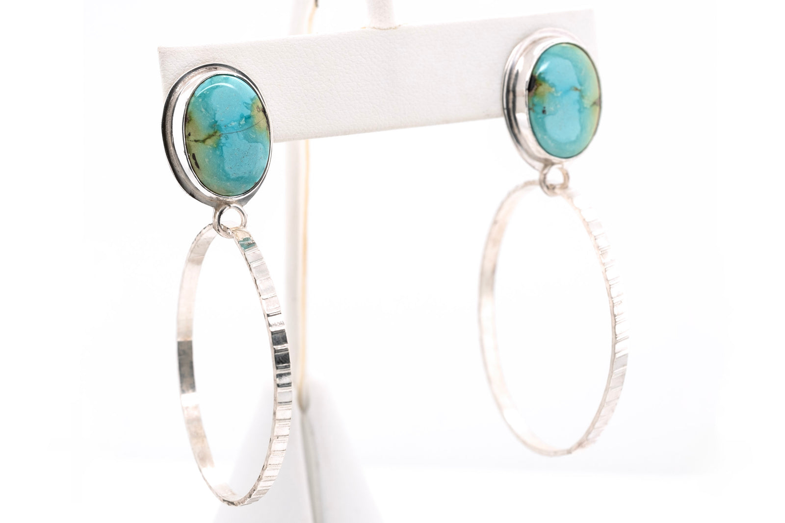Gary Glandon Verde Valley Turquoise Drop Hoop Earrings