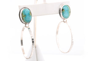 Gary Glandon Verde Valley Turquoise Drop Hoop Earrings