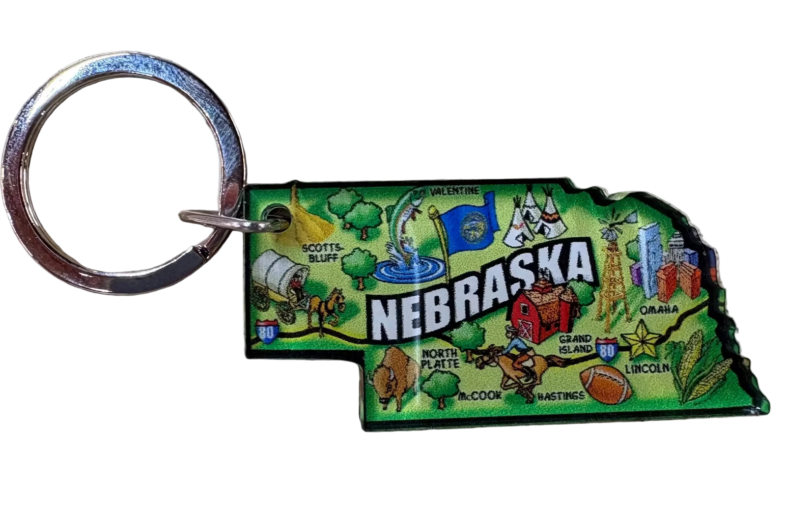 Nebraska Souvenir Map Key Chain