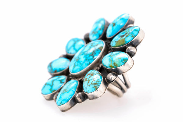 Navajo Kingman Turquoise Cluster Ring - Stagecoach Jewelry