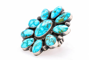 Navajo Kingman Turquoise Cluster Ring