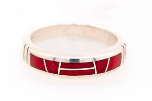 Silver red Rosarita ring handcrafted by Native American artists