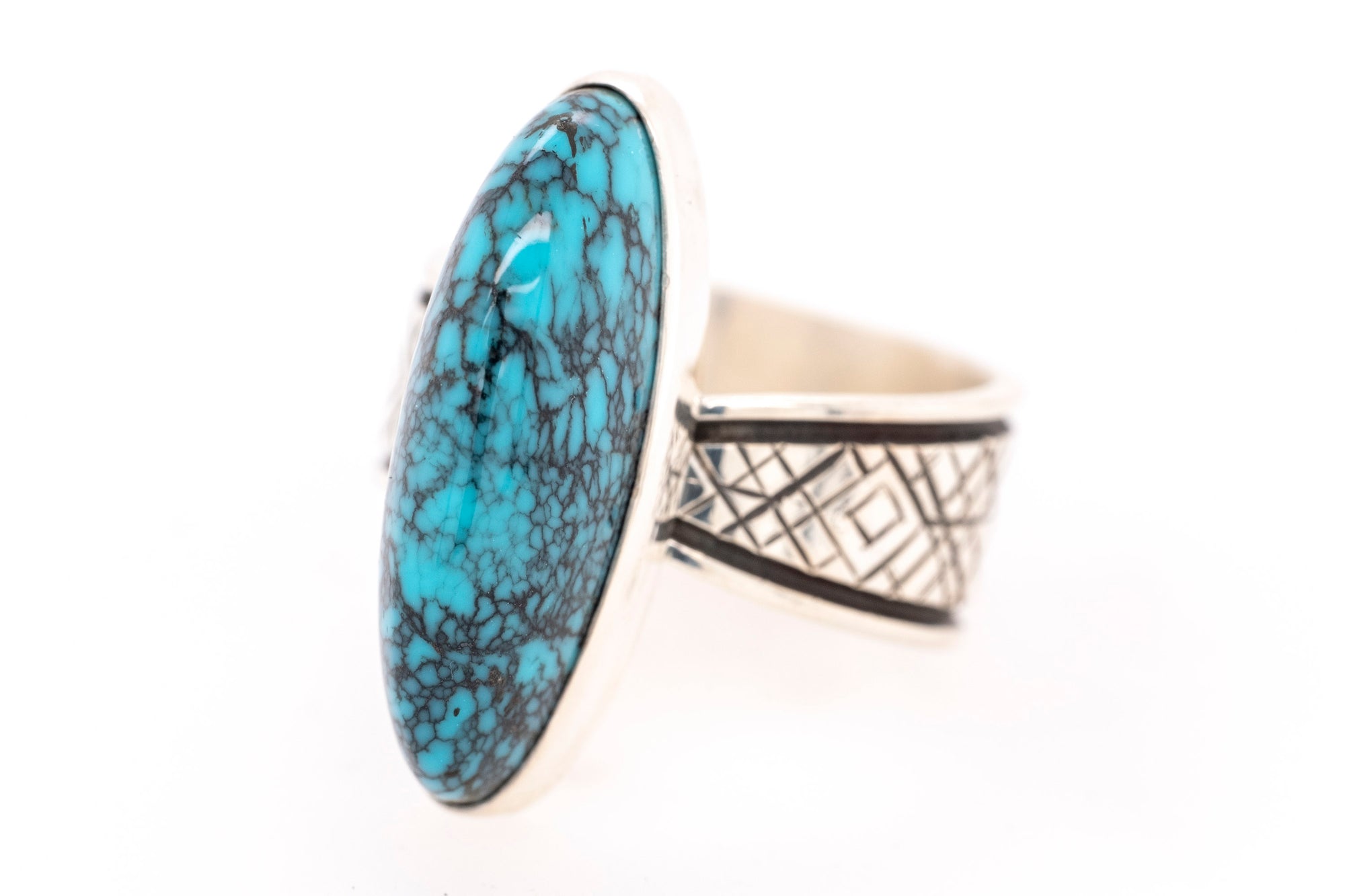 Royal Domed Turquoise Ring by Skylar Glandon - Side