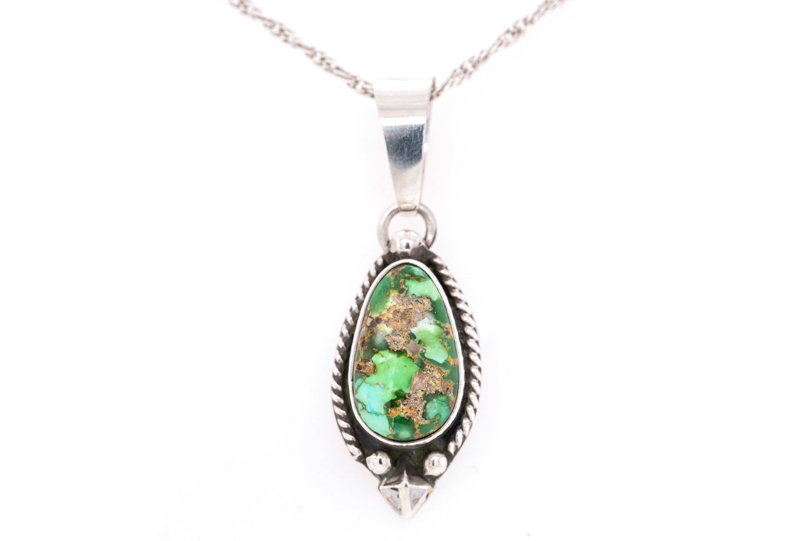 Silver Diamond Sonoran Turquoise Pendant by Gary Glandon