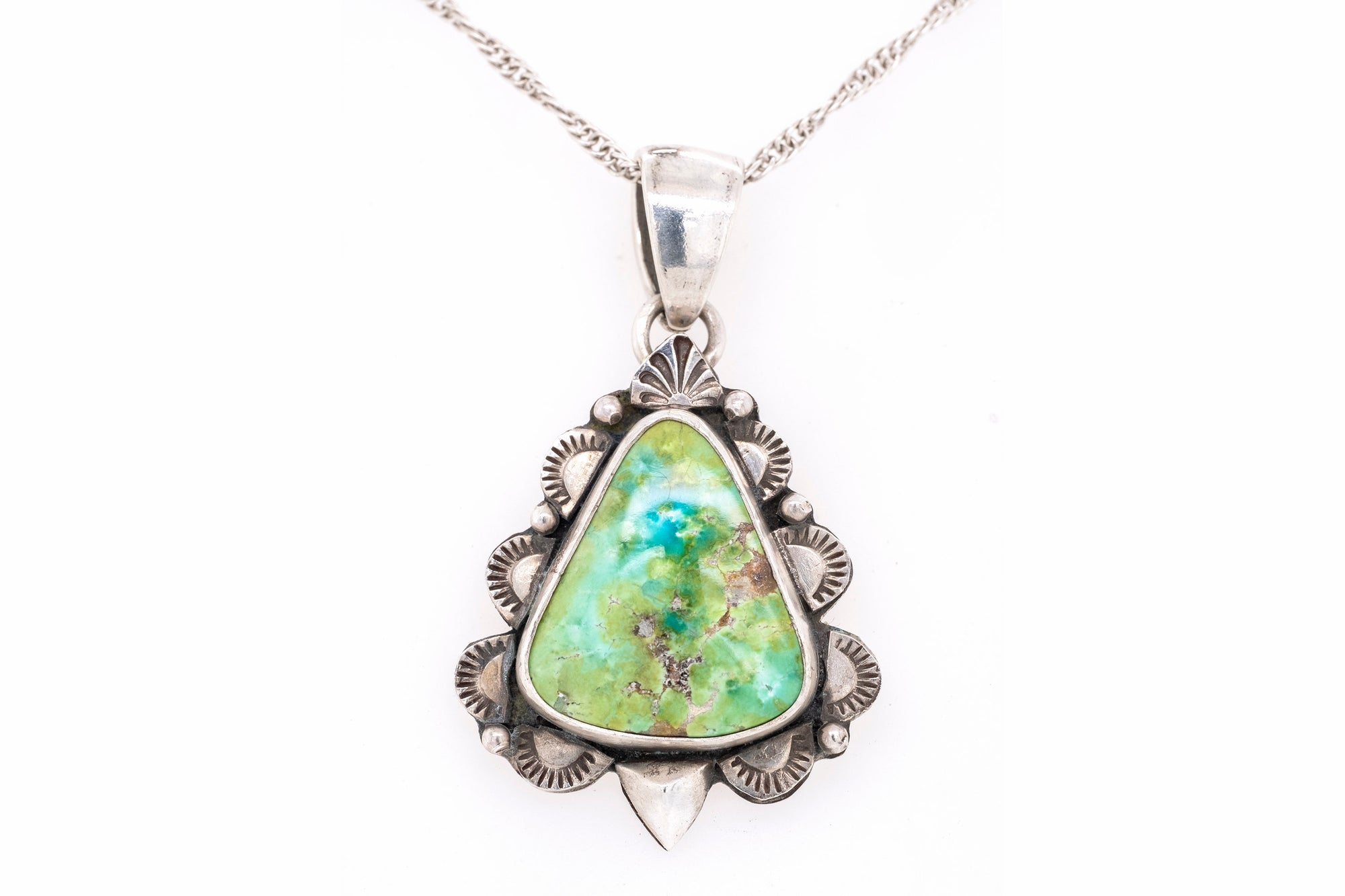 Sonoran Turquoise Stamp-Work Pendant by Gary Glandon