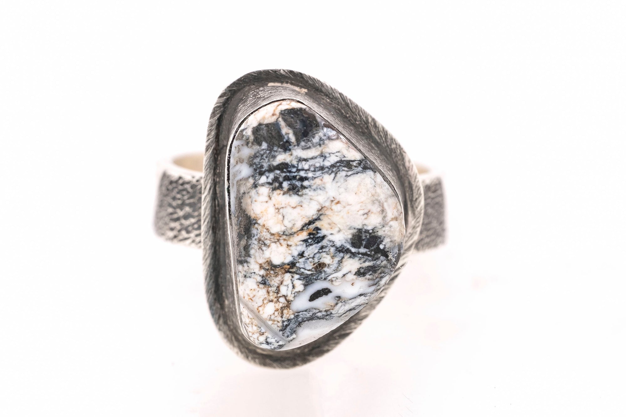 White Buffalo Half Textured Ring by Skylar Glandon - Side