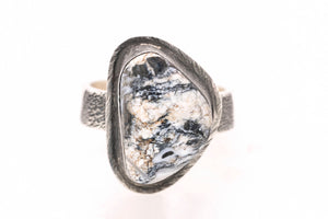 White Buffalo Half Textured Ring by Skylar Glandon - Front
