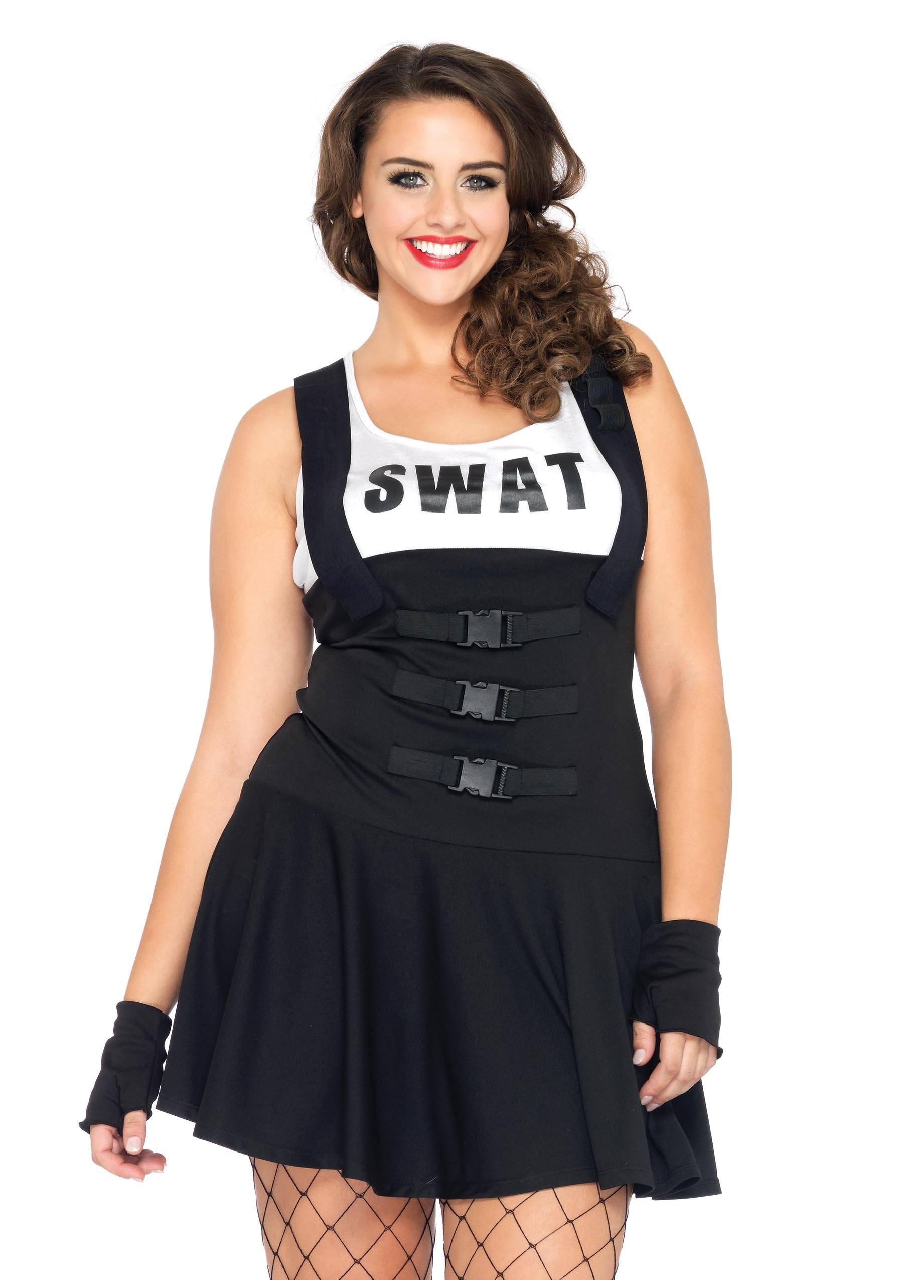 swat fancy dress ladies Dreamgirl Swat Police Women's Adult Halloween Costume, Black, M