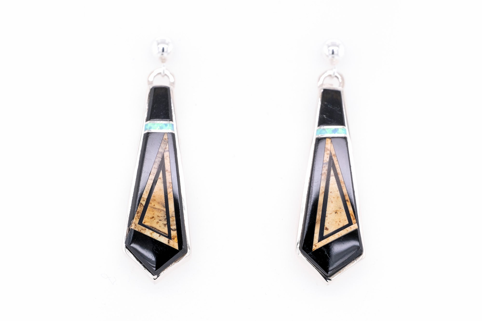 Calvin Begay Triangle Inlaid Earrings