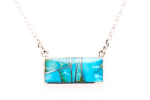 Dainty Rectangular Sonoran Turquoise Necklace by David Rosales