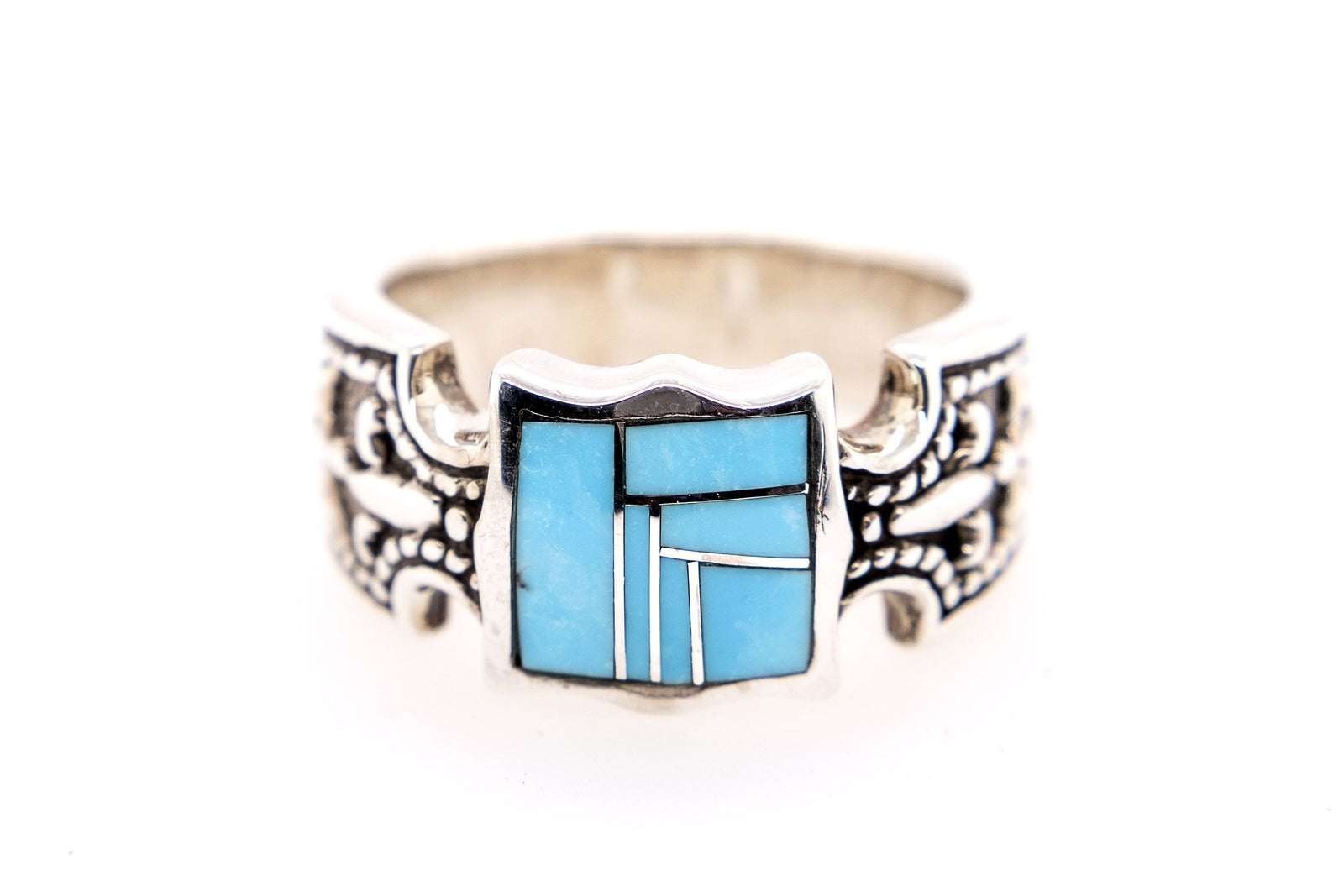 David Rosales Fleur-de-lis Turquoise Ring - Side