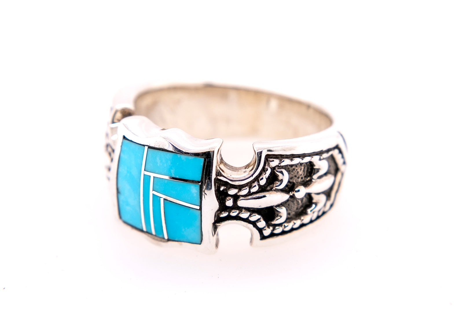 David Rosales Fleur-de-lis Turquoise Ring - Side