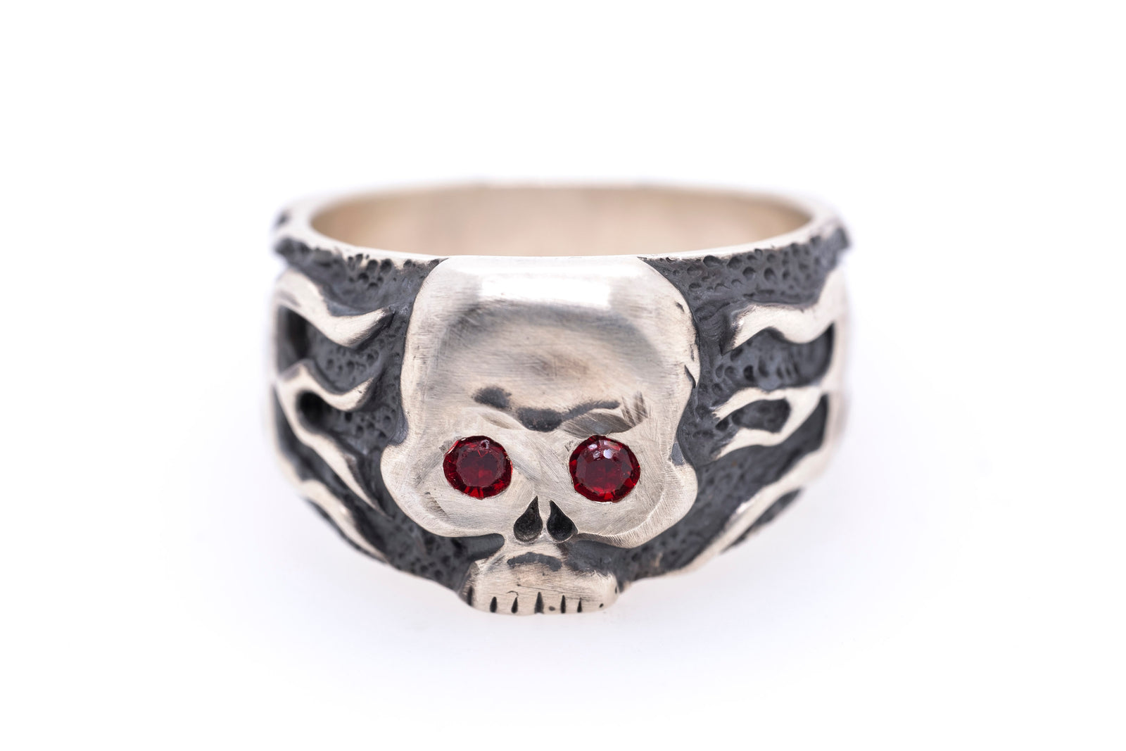 David Rosales Garnet Men's Skull Ring - Side