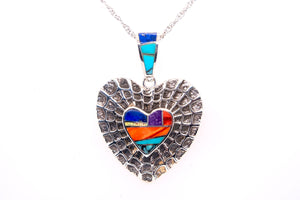 David Rosales Indian Summer Spiderweb Heart Pendant