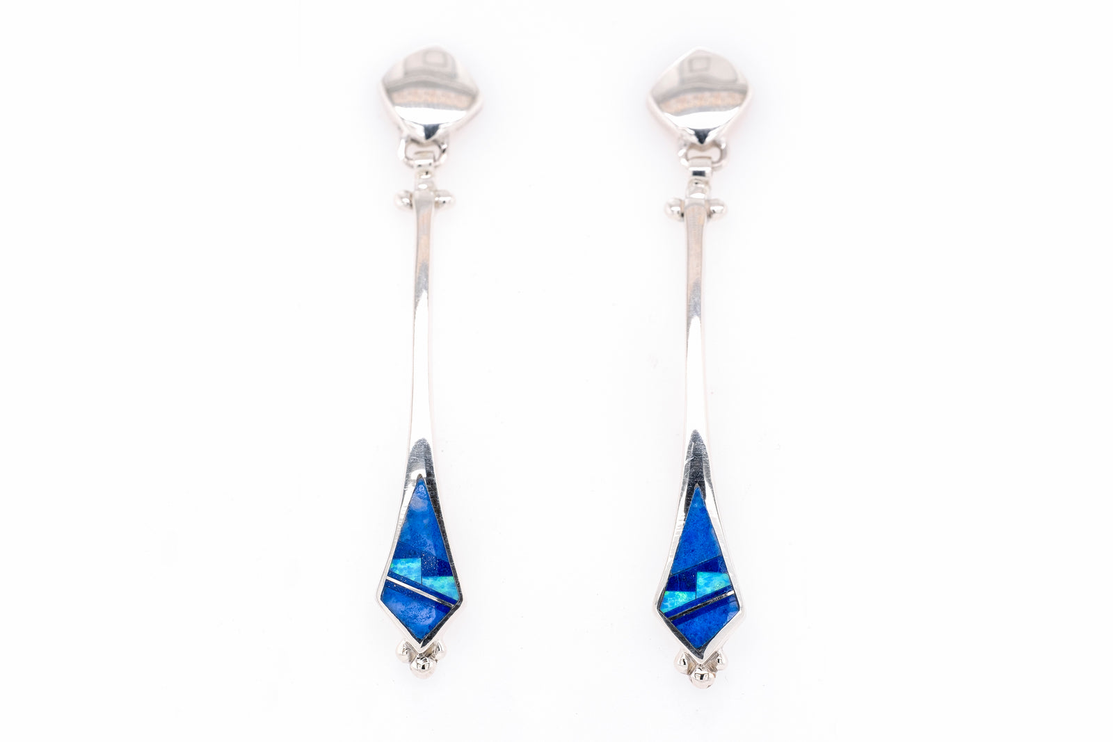 David Rosales Long Blue Sky Earrings - Native American Jewelry