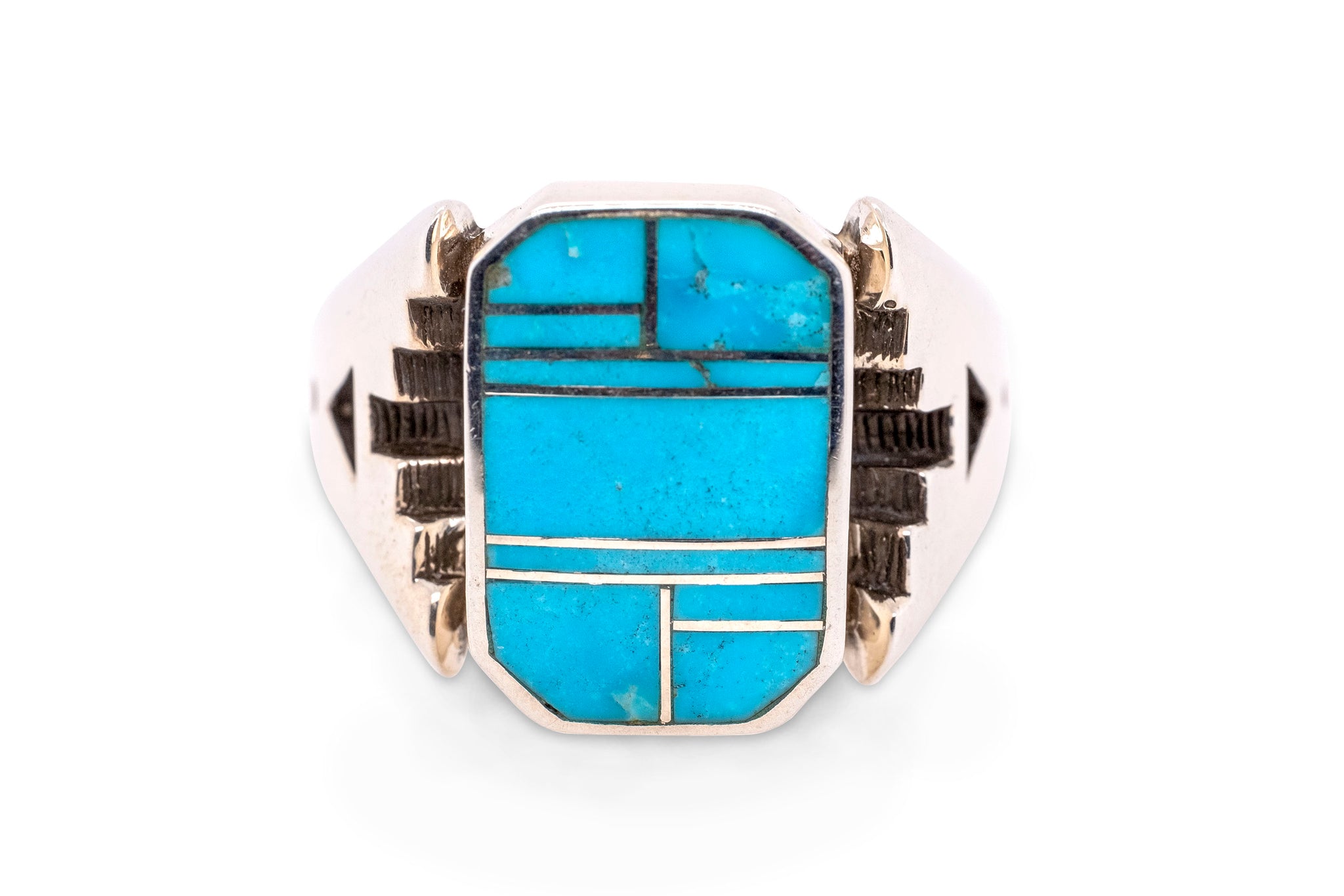 Vintage Turquoise Ring with Leaf Accent - Four Winds Gallery