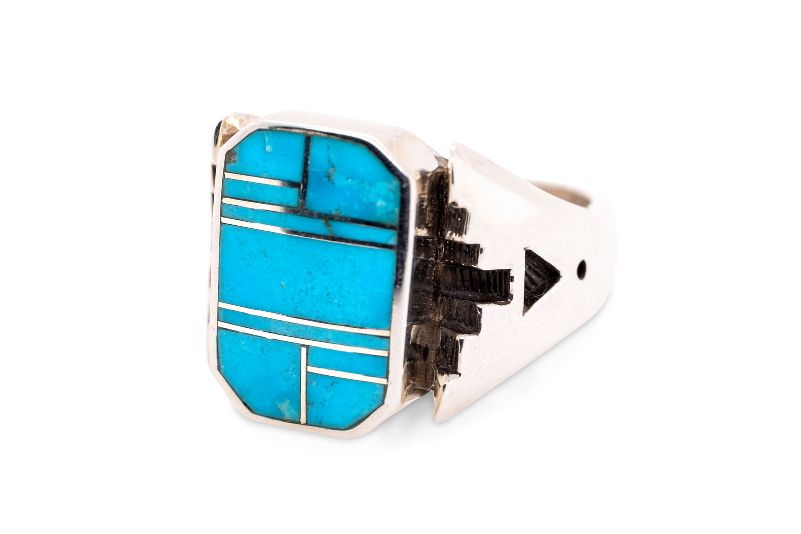 David Rosales Men's Turquoise Ring - Side