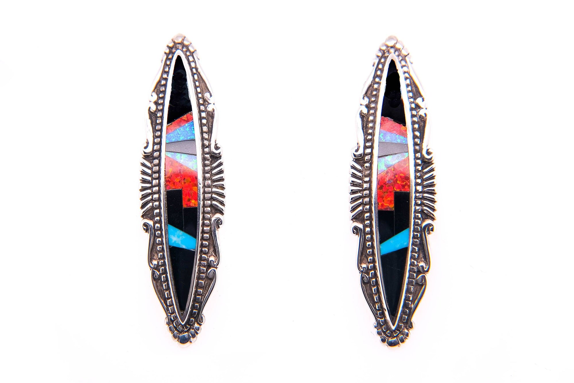 David Rosales Red Moon Scroll Earrings - Native American Jewelry