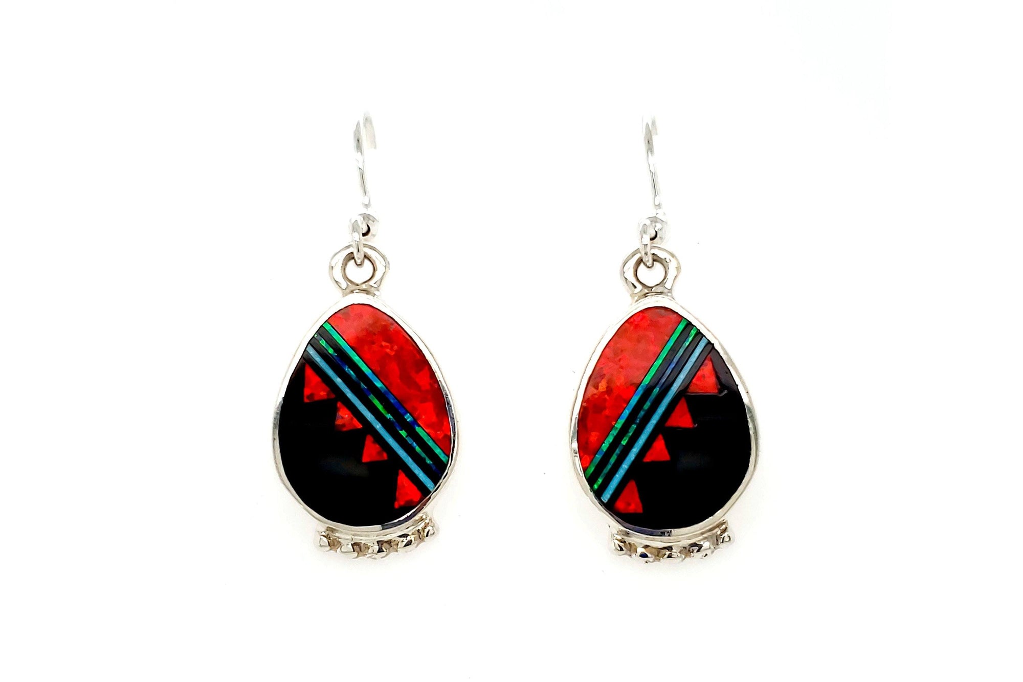 David Rosales Red Opal Earrings - Native American Jewelry