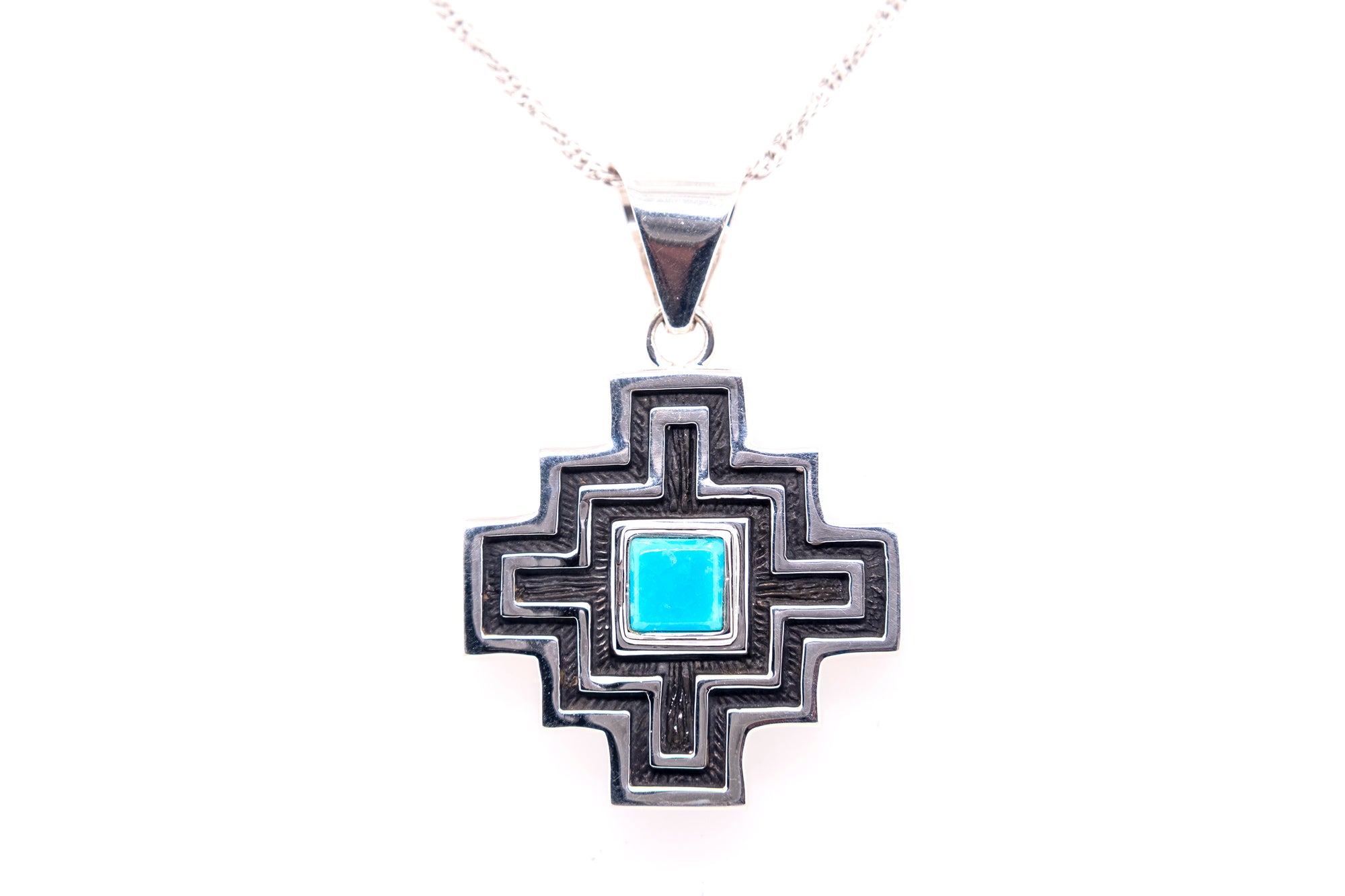 David Rosales Reversible Red Moon and Turquoise Pendant - Front